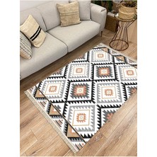 Cotton Serisi Baklava Desenli Eskitme Desenli Dekoratif Dokuma Taban Kilim