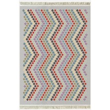 Cotton Kilim 45 Gri Zeminli Geneleksel Motifler Modern Dekoratif Yıkanabilen Dokuma T Kilim