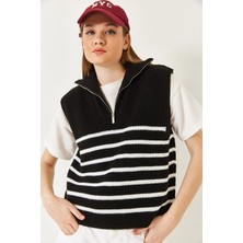 Shade Kadın Fermuarlı Selanik Örgü Triko Süveter