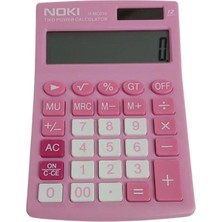 Pembe 12 Haneli Hesap Makinesi, Pilli ve Güneş Enerjili, Pratik ve Şık Tasarım