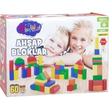 Nessiworld  Kutuda Ahşap 60 Parça Renkli Bloklar