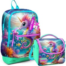 Coral High 2li Set Denizatı Desenli Okul Çantası Beslenme 23772