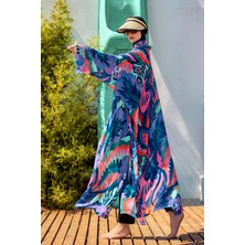 Remsa Tesettür Mayo Üzerine Tek Kaftan Kimono Pareo Mor RP028 Morika