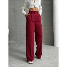 Kadın  Cepli Extra Yüksek Bel Agraflı Atlas Kumaş Palazzo Pantolon G9671