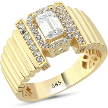 14 Ayar Altın Taşlı Baget Yüzük