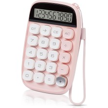 Pembe Mekanik Klavye Görünümlü LCD Ekranlı 10 Tuş Hesap Makinesi