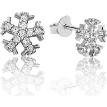 925 Ayar Gümüş Kar Tanesi Çivili Küpe EA1160095 (593593)