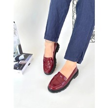 Narli Bordo Rugan Oxford Ayakkabı