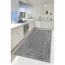 Dijital Kaymaz Yıkanabilir Sisal Jüt Görünümlü Gri Mutfak Halısı Salon Halısı Yolluk Mutfak Dekor DC-5106