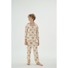 8902 Unısex Çocuk Düğmeli Pijama Takım