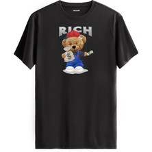 Rich Ayıcık Baskılı Uniseks Tişört - %100 Pamuk Premium Kumaş Regular Tasarım T-Shirt