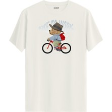 Bisikletçi Ayıcık Baskılı Uniseks Tişört - %100 Pamuk Premium Kumaş Tasarım  T-Shirt