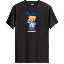 Denizci Ayıcık Baskılı Tişört - %100 Pamuk Premium Kumaş Tasarım T-Shirt