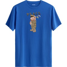 Asker Ayıcık Peace Baskılı Uniseks Tişört - %100 Pamuk Tasarım T-Shirt