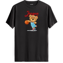 Basketbolcu Ayıcık Baskılı Tişört - %100 Pamuk Spor Temalı Tasarım T-Shirt