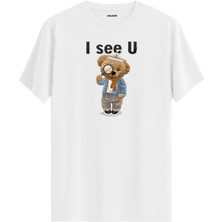 I See U Ayıcık Baskılı Tişört - %100 Pamuk Premium Kumaş Ayıcık Tasarım T-Shirt