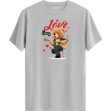 Love Song Gitar Çalan Ayıcık Baskılı Tişört - %100 Pamuk Tasarım T-Shirt