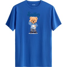 Denizci Ayıcık Baskılı Tişört - %100 Pamuk Premium Kumaş Tasarım T-Shirt