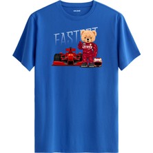 Formula Yarışçı Ayıcık Baskılı Tişört - %100 Pamuk Hız Temalı Tasarım T-Shirt
