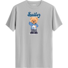 Denizci Ayıcık Baskılı Tişört - %100 Pamuk Premium Kumaş Tasarım T-Shirt