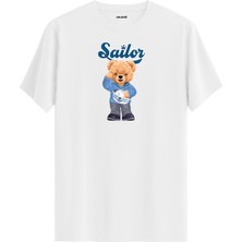 Denizci Ayıcık Baskılı Tişört - %100 Pamuk Premium Kumaş Tasarım T-Shirt