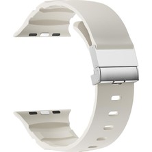 AktarMobile Apple Watch 10 / 11 46 mm Uyumlu Silikon Kordon Ayarlanabilir Klipsli Metal Tokalı Kayış