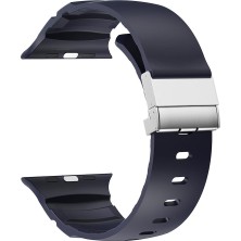 AktarMobile Apple Watch 10 / 11 46 mm Uyumlu Silikon Kordon Ayarlanabilir Klipsli Metal Tokalı Kayış