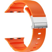 Apple Watch 6 5 4 3 2 1 Se 42 44 mm Uyumlu Silikon Kordon Ayarlanabilir Klipsli Metal Tokalı Kayış