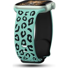 Mobicas Apple Watch 4 (44MM) Uyumlu Desenli Silikon KORDON-140 Yeşil-Siyah