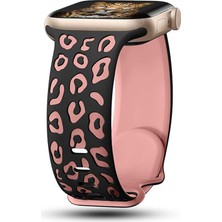 Mobicas Apple Watch 4 (40MM) Uyumlu Desenli Silikon KORDON-140 Siyah-Pembe