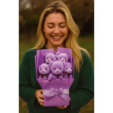 Peluş Ayıcık Buketi Lila – 5’li Sevimli Teddy Bear Aranjmanı | Hediyelik ve Dekoratif