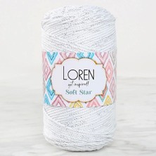 Loren Soft Star Makrome Ipi Gümüş Simli Beyaz RM10