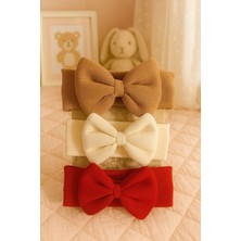 Kız Bebek & Çocuk Fiyonklu Bandana 3'lü Set (Kahverengi/krem/kırmızı)