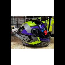 Kask mt Thunder 4 Sv Valıant B2 Parlak Gri Mor Sarı Güneş Vizörlü Full Face Kask