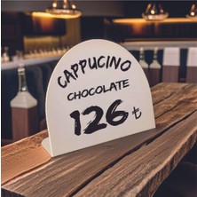 Beyaz Mini Yarım Daire Ayaklı Ürün Etiketi 6,5X8CM, Pastane, Fırın, Cafe, Tatlıcı