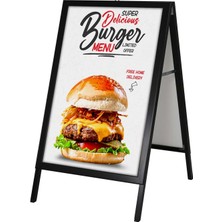 Çift Taraflı Kaldırım Pano 70X100 Siyah, Ayaklı Reklam Panosu