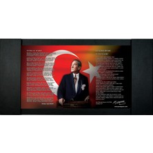 Kırmızı 80X160 cm Dijital Baskılı Deri Çerçeveli Makam Panosu