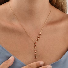 14 Ayar Altın Kaplama Zarif Uğur Böceği Kravat Y Gümüş Kolye - CNE00135