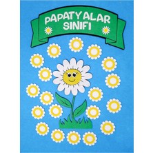 Keçe Kumaştan Papatyalar Temalı Sınıf Mevcudu Panosu