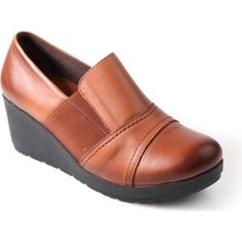 Papuçcity Ahd 5035 Hakiki Deri Dolgu Topuk Kadın Günlük Ayakkabı