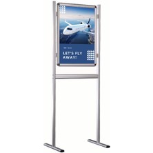 Çift Taraflı 50X70 Ayaklı Poster ve Bilgi Panosu Gri Eloksal