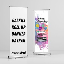 85X200 Baskılı Roll Up Banner Bayrak Reklam Standı, Şık ve Kullanışlı Tanıtım Aracı