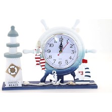 Ahşap Marin Deniz Feneri Dümenli Saat