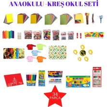 Renkli ve Eğlenceli 34 Parça Okul Seti, Küçükler Için Ideal Öğrenme Oyunu