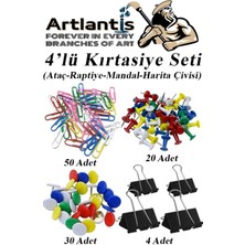 4'lü Kırtasiye Seti: Mandal, Raptiye, Ataç, Çivi, Kıskaç, Klips, Harita, Metal Paket