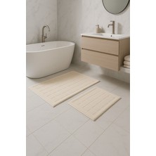 Özdilek Nev Carre Kareli 2'li Banyo Paspası Krem