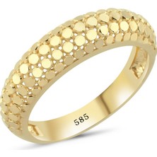 14 Ayar Altın Bombeli Kabartmalı Yüzük