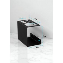 Metal Çok Bölmeli Diş Fırçalık ve Tıraş Makinesi Standı - Siyah