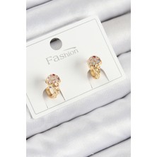 Pirinç Zirkon Taşlı Dondurma Model Gold Renk Çocuk Küpe - TJ-BKP11201