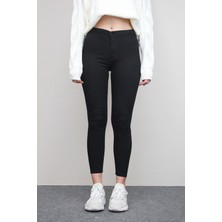 Kadın Yüksek Bel Likralı Siyah Skinny Jean, Rahat ve Şık Günlük Stil